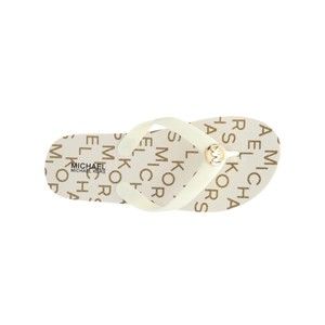Michael Kors Girls Thongs Flip Flop Sandals Ivory / Cream / Beige / Gold Size 13